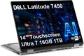 Dell Latitude 7450 7000 2-in-1 Business AI PC Laptop (14' FHD+ Touchscreen, Intel 12-Core Ultra 7 165U (> i7-1365U), 16GB DDR5, 1TB SSD), Backlit, Fingerprint, Thunderbolt 4, IR Webcam, Win 11 Pro