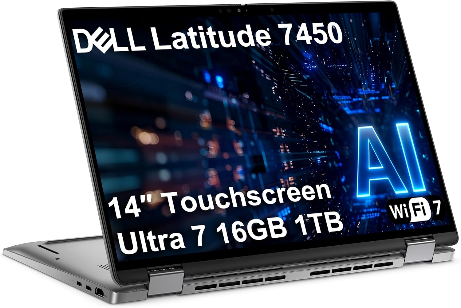 Dell Latitude 7450 7000 2-in-1 Business AI PC Laptop (14' FHD+ Touchscreen, Intel 12-Core Ultra 7 165U (> i7-1365U), 16GB DDR5, 1TB SSD), Backlit, Fingerprint, Thunderbolt 4, IR Webcam, Win 11 Pro