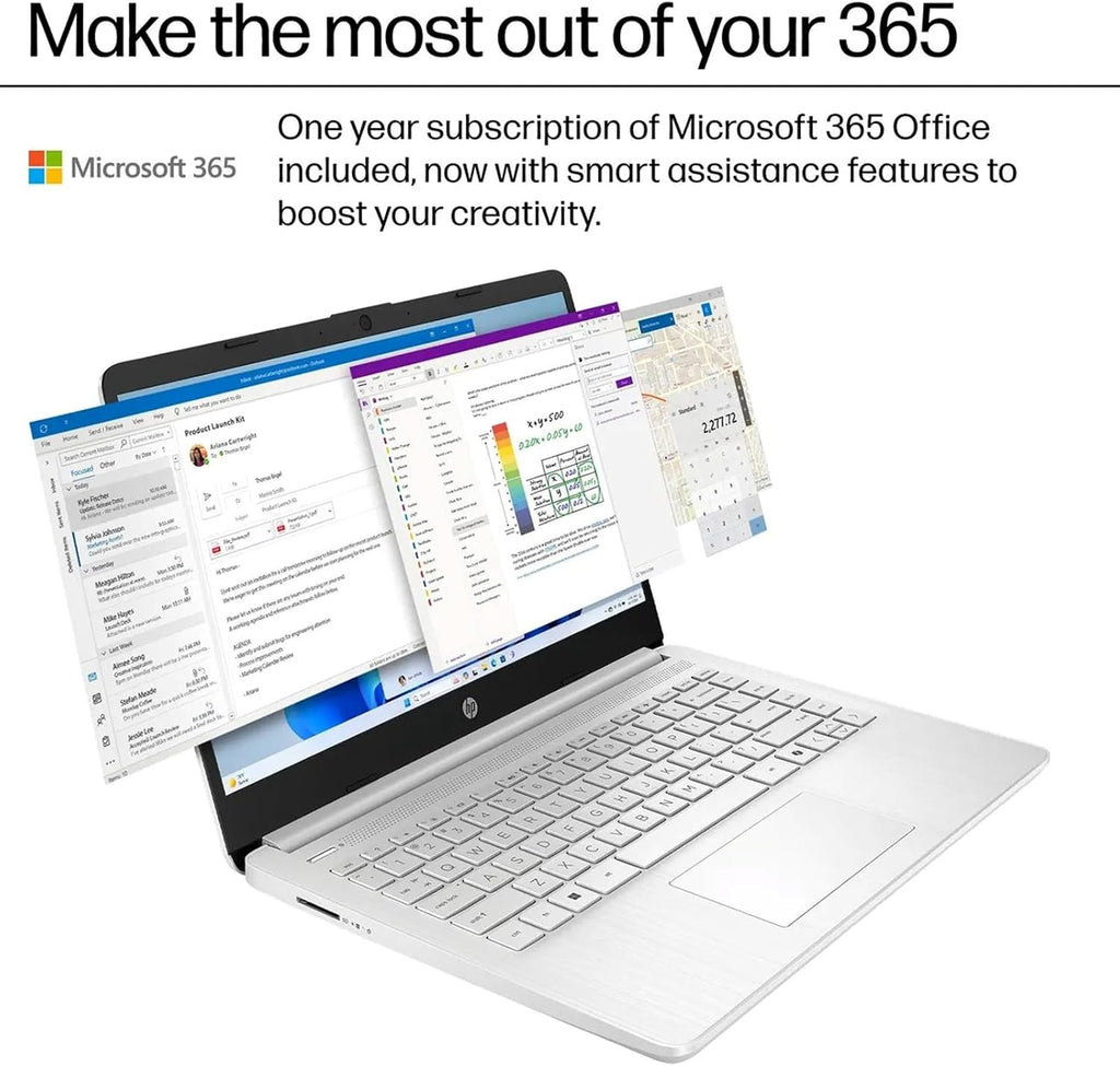 HP 2025 14' Everyday Laptop for Student & Business - 16GB RAM, 128GB UFS & 128GB SD Card • Intel Quad-Core N150 Processor • Ai Copilot • Win11 Pro • 1 Year Office 365 (Silver)