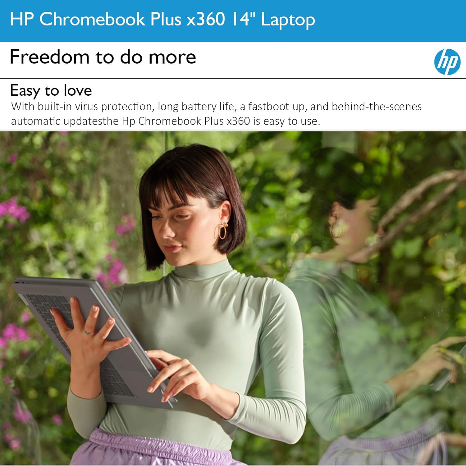 HP Chromebook Plus x360 Laptop 14' 2 in 1 Touchscreen Business Laptop for Student Intel Core i3 N305 8GB RAM 256GB UFS Backlit KB Wi-Fi 6 Chrome OS w/Google AI