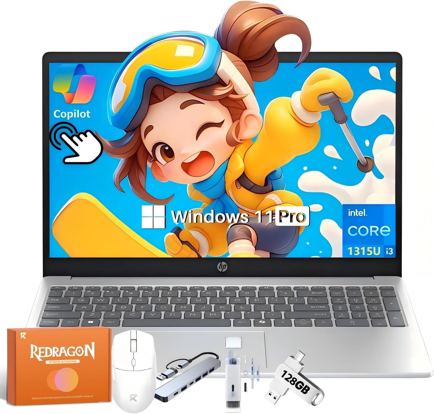HP 2025 New 15.6' Touchscreen Laptop for Business & Student, 13th Gen Intel i3-1315U up to 4.5 GHz, 32 GB RAM, 1 TB SSD, Intel UHD Graphics, Copilot AI PC, Wi-Fi 6, Long Battery Life, Windows 11 Pro