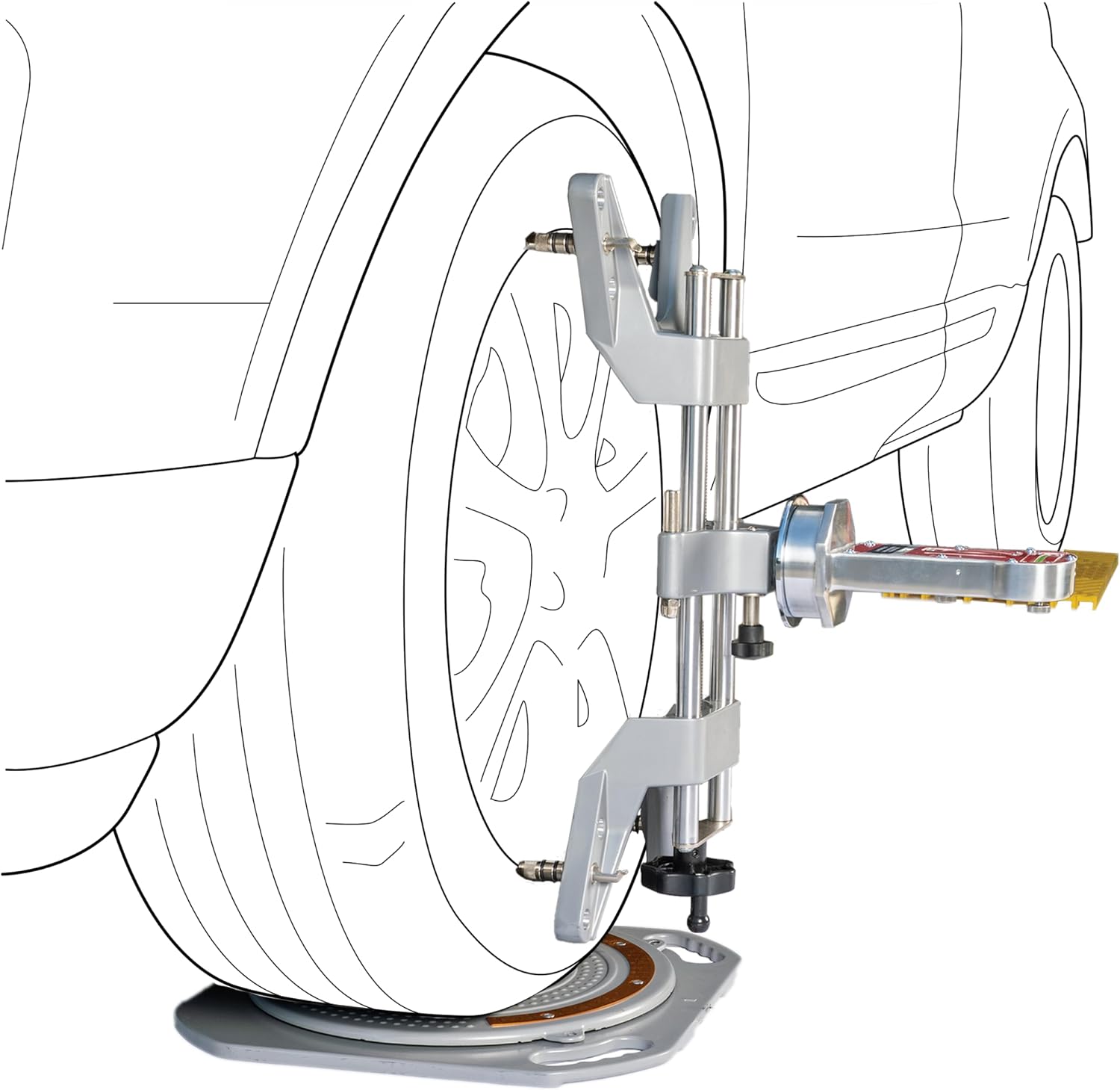 Wheel Alignment Comfort Kit, Turn Plates, Drive-On Ramps, Camber Caster KPI Gauge, Wheel Clamp, 4-Piece, DIY Home Garage