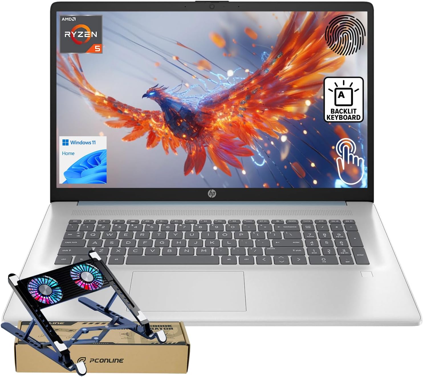 HP Newest Notebook Laptop, 15.6' HD Touchscreen, AMD Ryzen 3 3250U Processor, 6GB DDR4 RAM, 3TB PCIe NVMe SSD, Media Card Reader, Wi-Fi, Bluetooth, Windows 11 Home, Silver