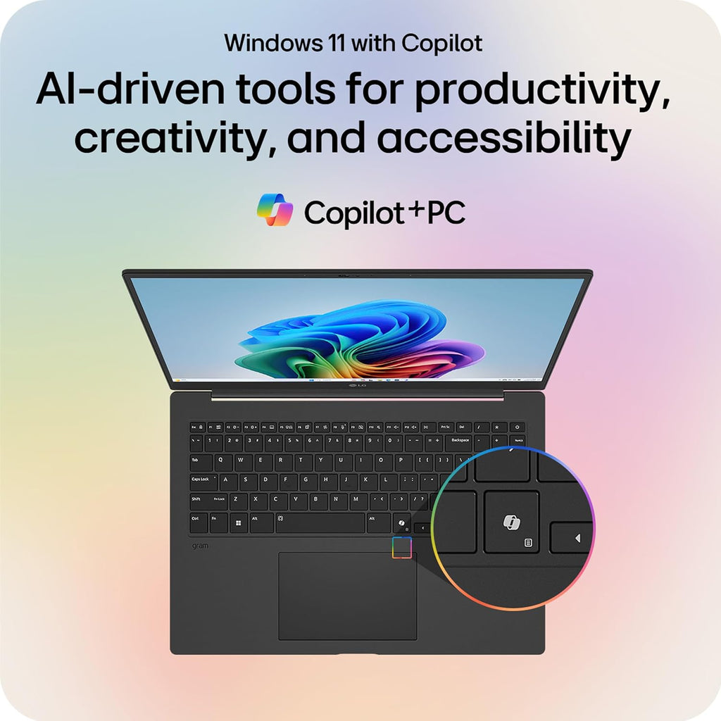LG gram 17-inch Lightweight Laptop Computer, Intel Evo Edition Powered by Intel Core Ultra7 256V Processor, Copilot+ Windows 11 Home, 16GB RAM, 2TB SSD - Obsidian Black