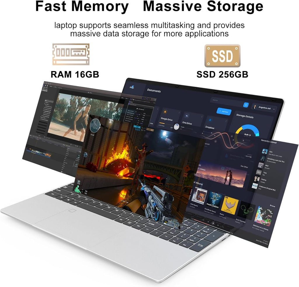 15.6 Inch Laptops Gold 6500Y Processor (Up to 3.4GHz) 16GB RAM 512GB SSD 1080P FHD IPS Display Computer with Fingerprint Recognition,Type-C,WiFi5, USB3.0, BT5.2 Webcam, HDMI, for Business and Students