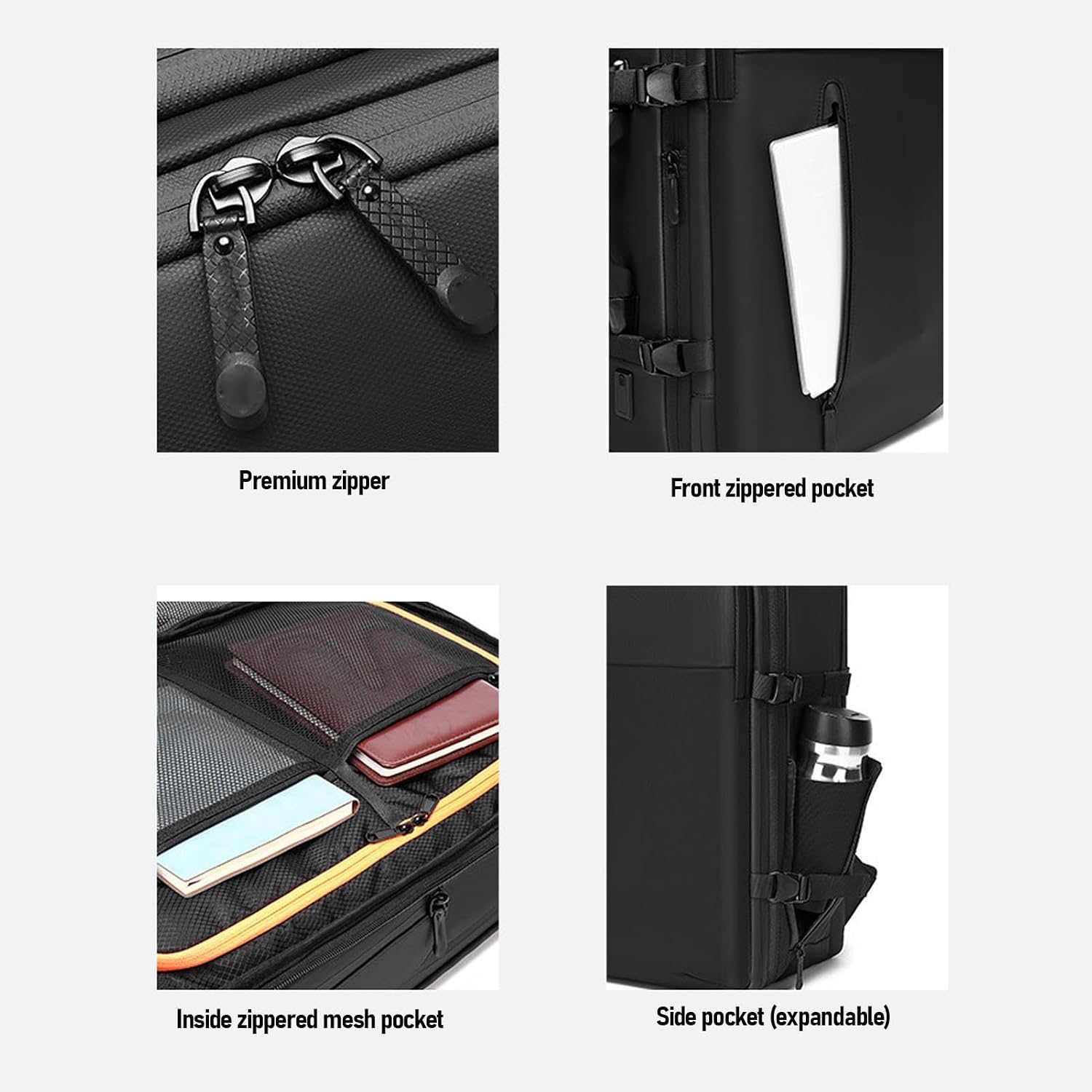 Vacuum Laptop Storage Backpack, Air Pump Vacuum Seal Compression Space Saver Bags, 40L Capacity, Extra Large Travel Backpacks, for Men & Women (Black).