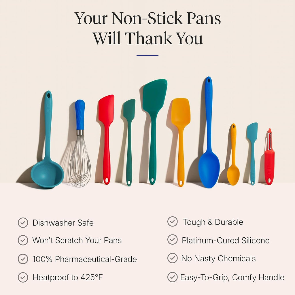 GIR: Get It Right 10-Piece Silicone Ultimate Kitchen Utensil Set – Spatulas, Ladle, Flip, Spoons, Whisk, Peeler & Spoonula – Nonstick, Non-Toxic, Heat-Resistant – Madrid