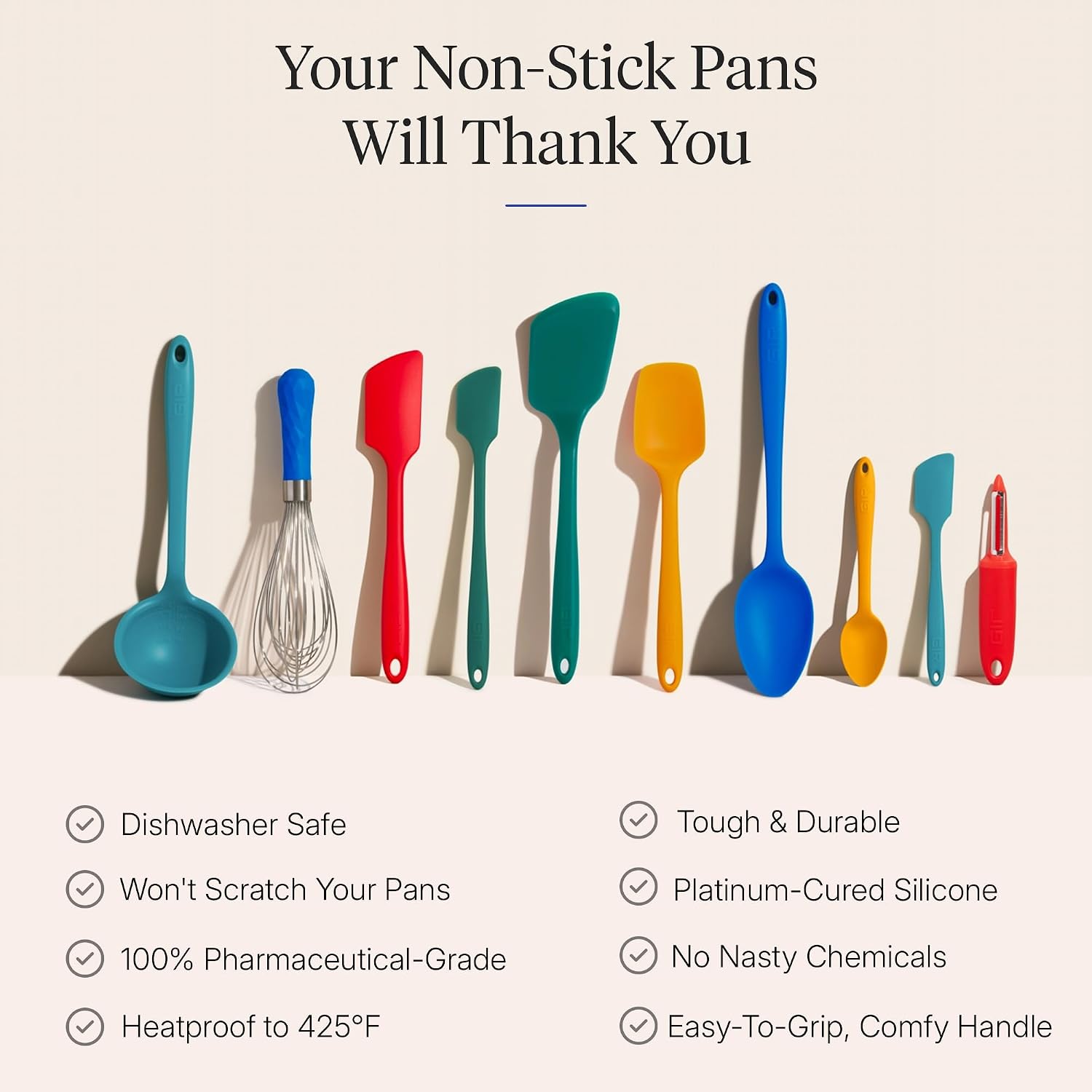 GIR: Get It Right 10-Piece Silicone Ultimate Kitchen Utensil Set – Spatulas, Ladle, Flip, Spoons, Whisk, Peeler & Spoonula – Nonstick, Non-Toxic, Heat-Resistant – Madrid