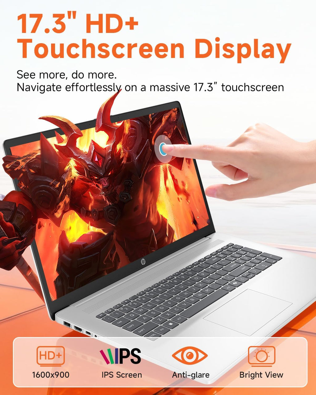 HP 17 Inch Touchscreen Laptop for Business, AMD Ryzen 5 7430U, 17.3' HD+ Anti-Glare Display, 16 GB RAM, 1 TB SSD, AMD Radeon Graphics, Copilot AI, Wi-Fi 6, Fast Charge, Windows 11 Pro, w/Accessories