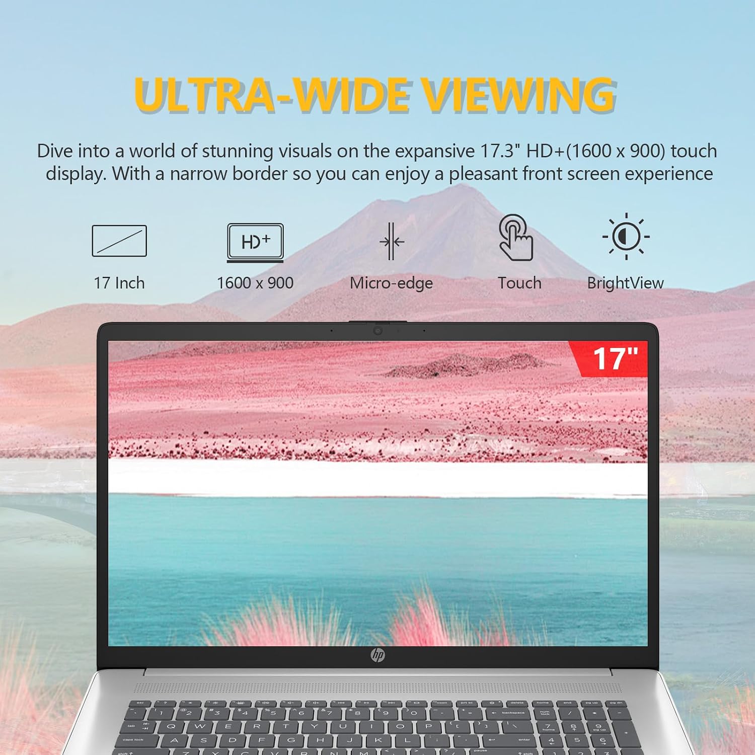 HP 17 Inch Laptop Touchscreen Computer, 17.3 HD+ Touch Screen Business Laptop, AMD Ryzen 5(6-Cores), Windows 11 Pro, 10-Key Number Pad, 32GB RAM 2TB SSD