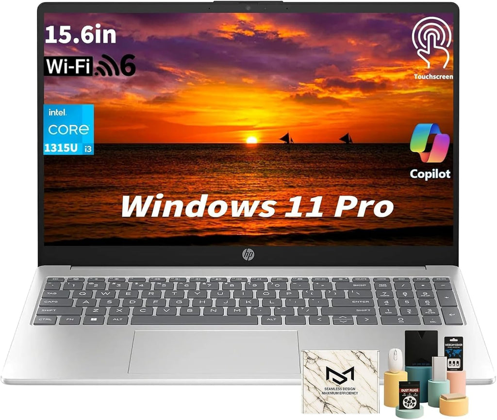 HP Flagship Touchscreen Laptop Computer - 15.6' HD Display, Intel 13th Core i3-1315U CPU, Up to 4.5GHz, Intel UHD Graphics, AI Copilot, Wifi6, Win11 Pro for Business & Student(32GB RAM, 1TB SSD)