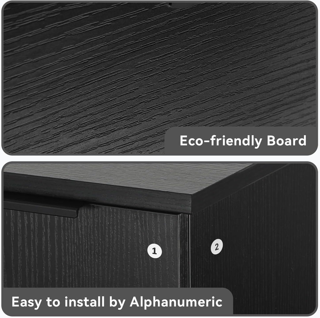 36 Inch Black Floating Bathroom Vanity with 2-Doors and 1-Drawer, Modern Wall Mounted Cabinet with Square Black and White Ceramic Vessel Sink