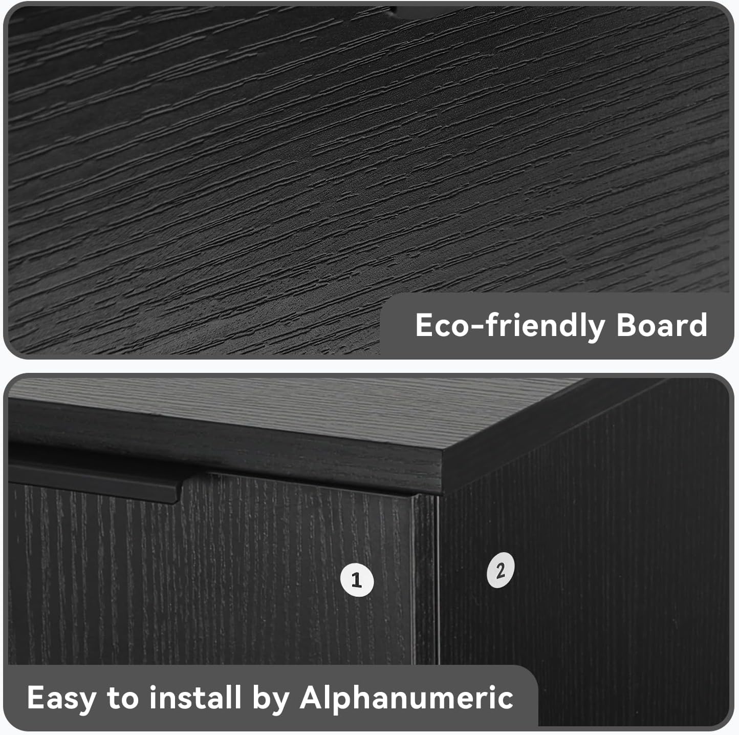 36 Inch Black Floating Bathroom Vanity with 2-Doors and 1-Drawer, Modern Wall Mounted Cabinet with Square Black and White Ceramic Vessel Sink