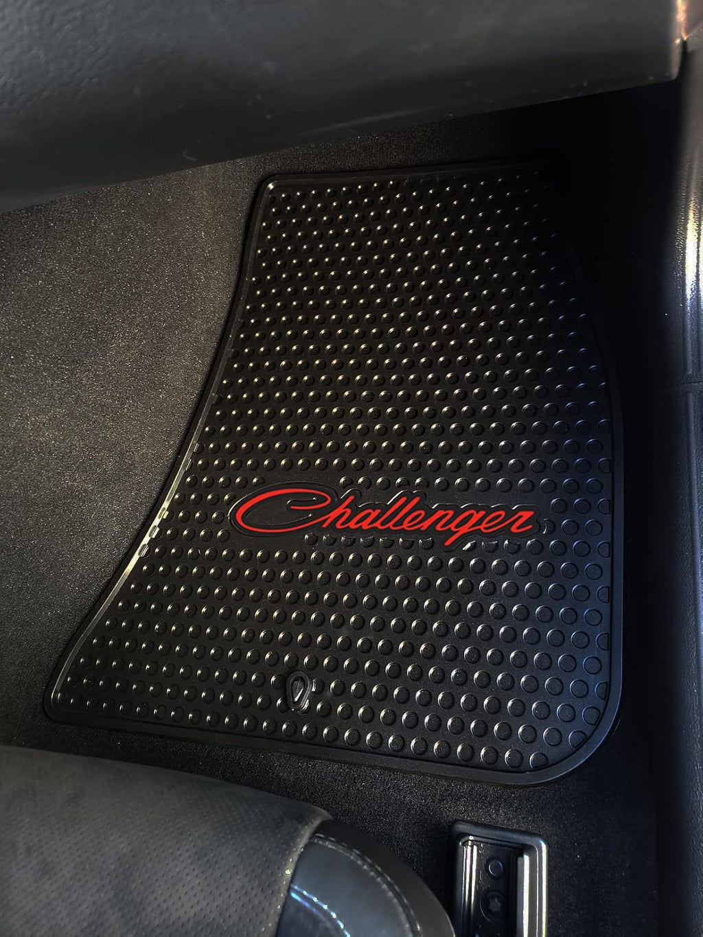 Lloyd Mats Custom-Fit All-Weather Rubber Floor Mats for Dodge Challenger RWD 2011-2023 (2PC - Red Challenger, Black)