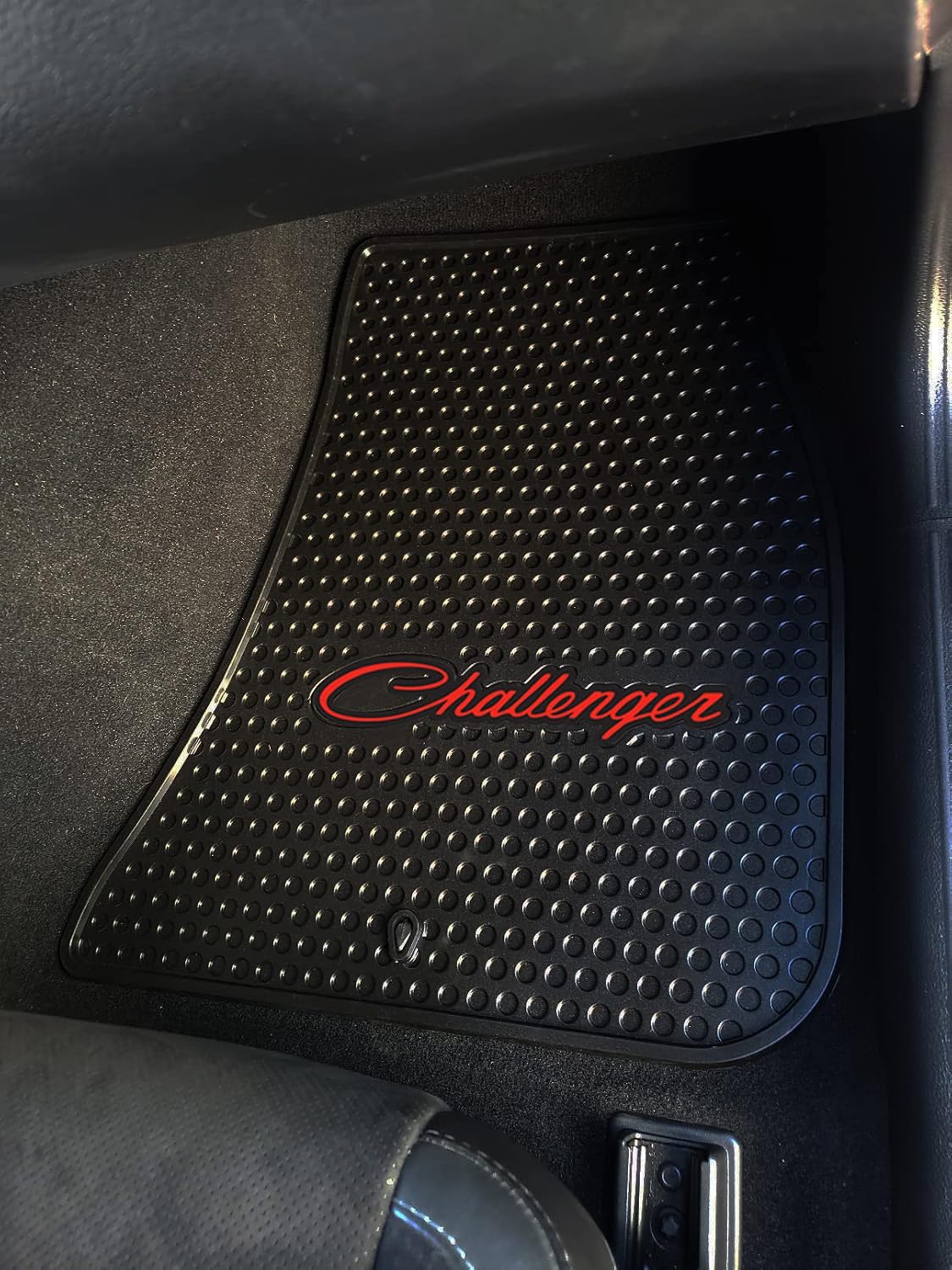 Lloyd Mats Custom-Fit All-Weather Rubber Floor Mats for Dodge Challenger RWD 2011-2023 (2PC - Red Challenger, Black)