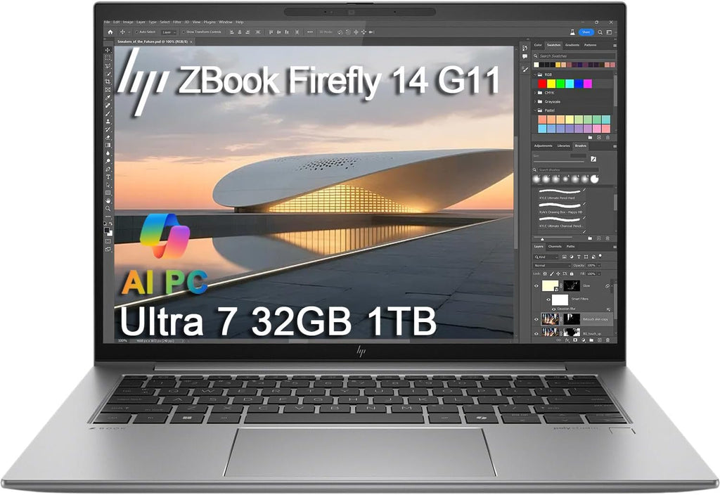 HP ZBook Firefly 14 G11 Mobile Workstation AI Laptop (14' FHD+, Intel Core Ultra 7 165U, 32GB DDR5, 1TB SSD) For Engineer, Designer, 5MP IR Webcam, Fingerprint, Backlit, 2x Thunderbolt 4, Win 11 Pro
