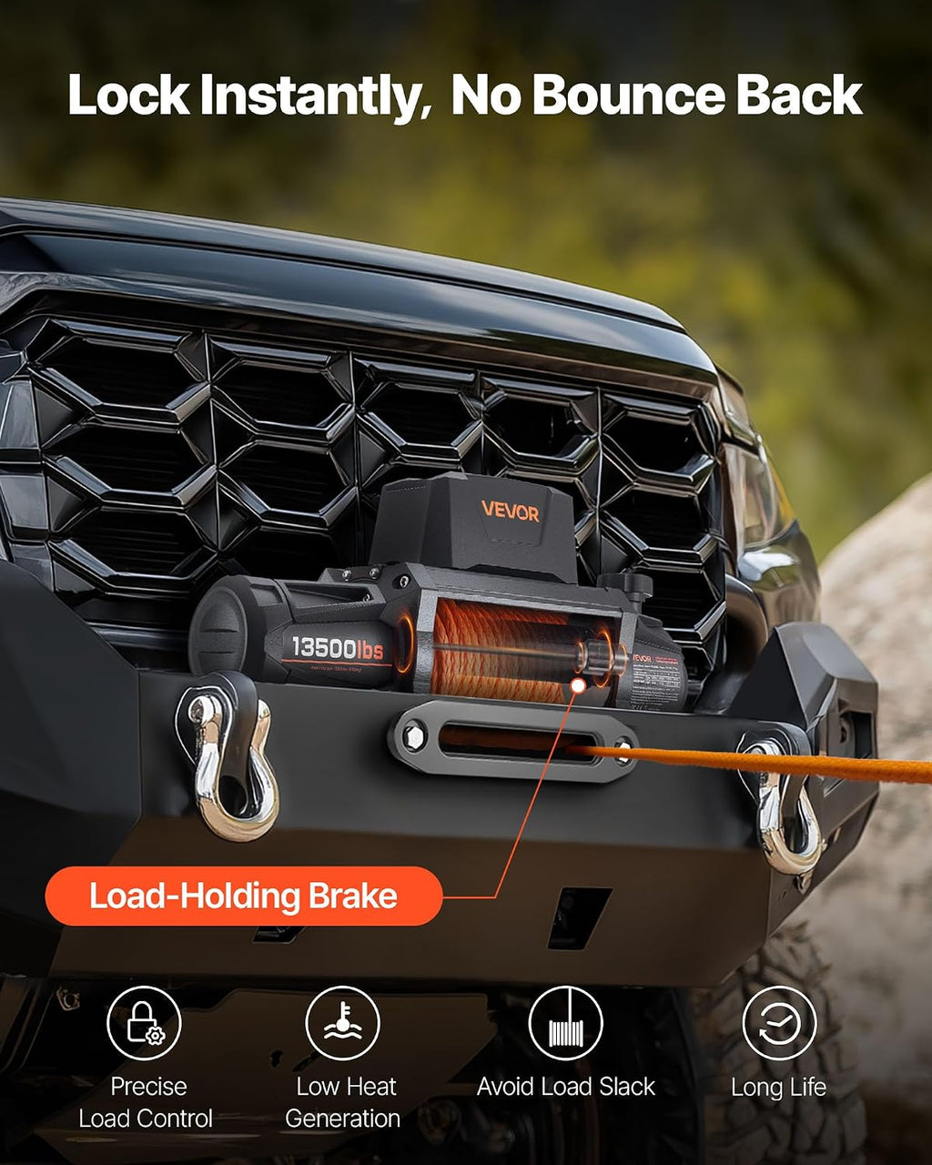 VEVOR Electric Winch, 13500 lbs Load Capacity, 12V DC Truck Winch with Φ3/8 in x 92 ft Synthetic Rope, Wireless & Wired Remote Control, IP68 Waterproof for Towing Off-Road SUV Jeep Trailer Boat