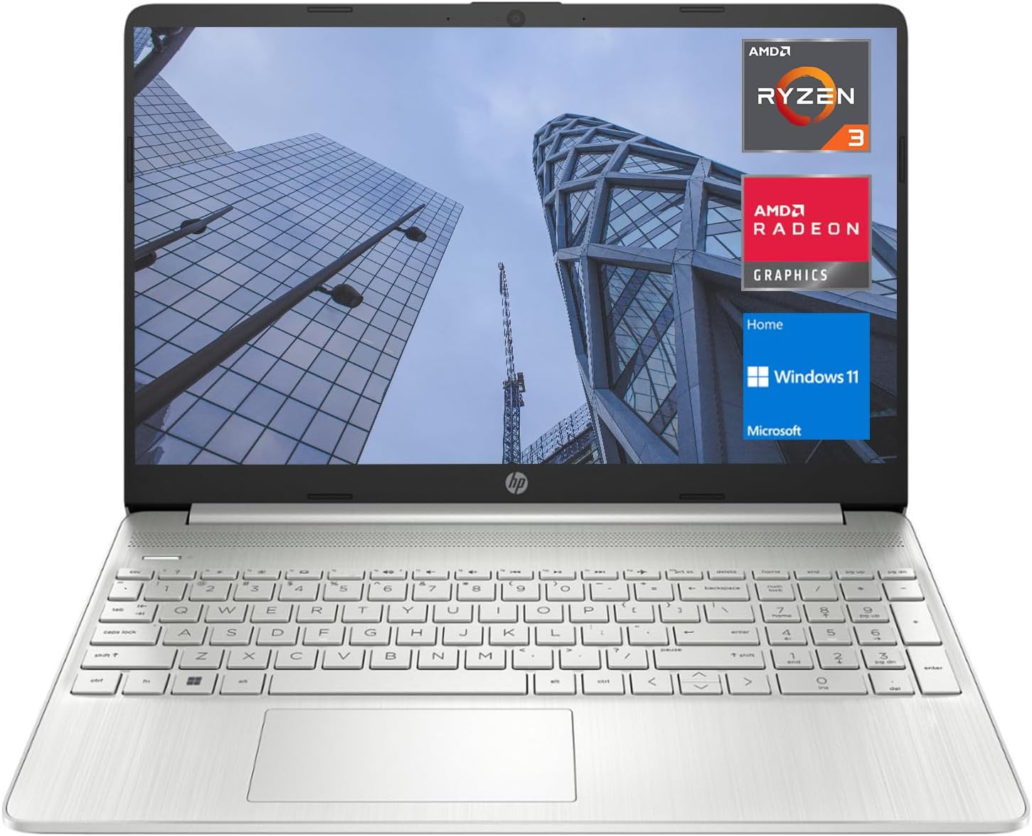 HP Essential 15 Laptop, 15.6' HD Screen, AMD Ryzen 3 5300U, 32GB RAM, 1TB SSD, Webcam, HDMI, Wi-Fi, Windows 11 Home, Silver