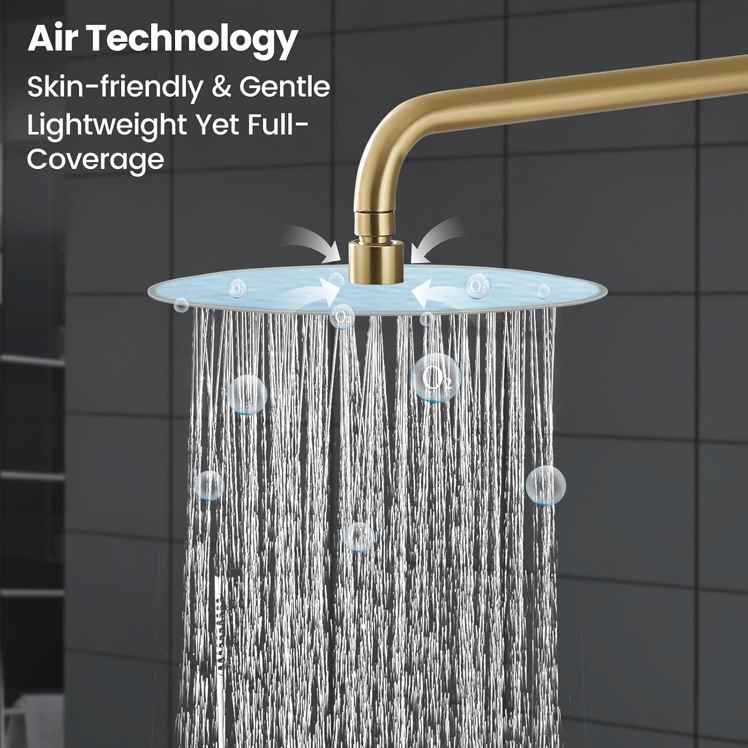 Airuida Shower Faucet Set, Bathtub Faucet Set with 10 Inch Rain Shower Head and Valve,2 Functions Tub Shower Faucet Set for Bathroom-Brushed Gold