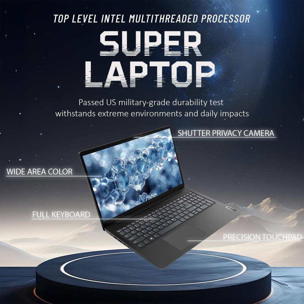 Lenovo Newly Designed V15 Business Laptop(2025/2026 Edition) with Microsoft Office, Intel Powerful CPU, 8GB RAM, 512GB SSD, 15.6' FHD Display, Ultra Quiet Design, Long Battery Life, Windows 11, WOWPC