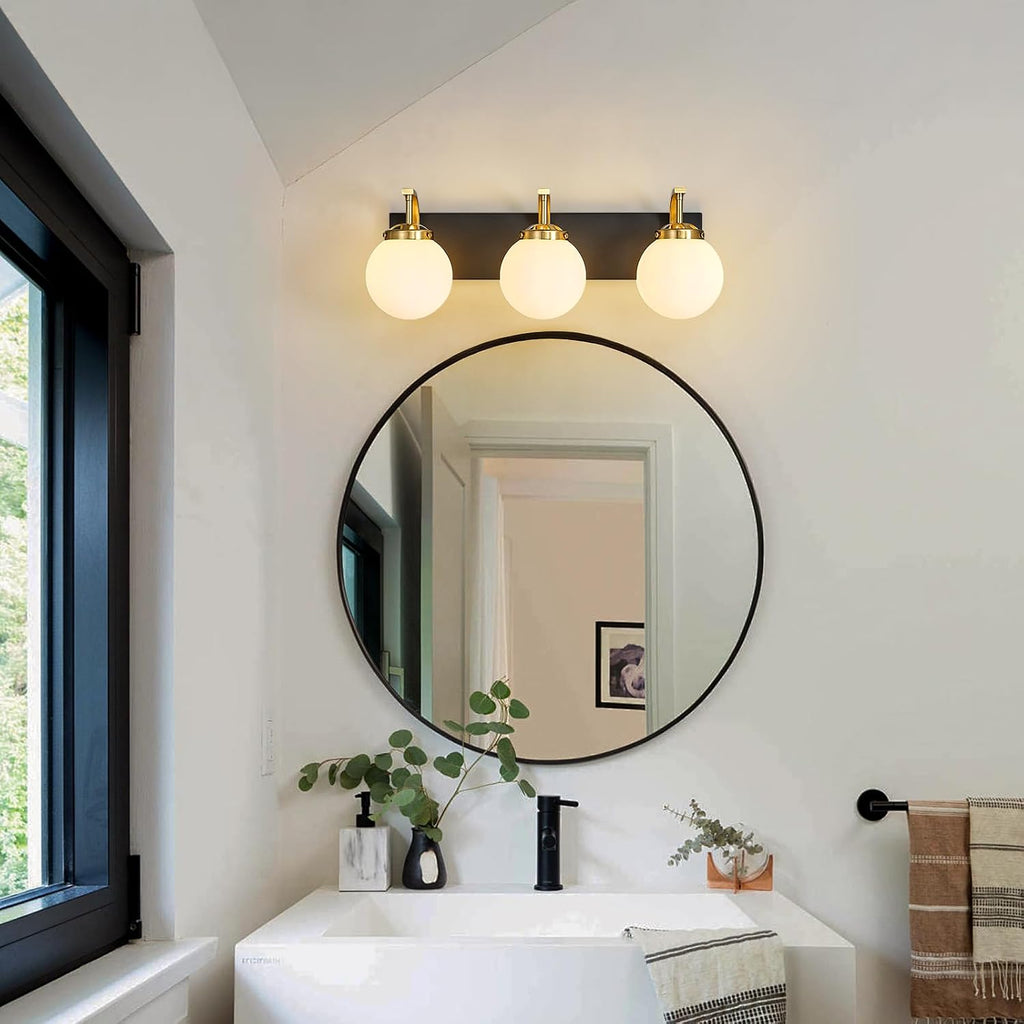Bathroom Vanity Light Fixtures Over Mirror Modern Sand Black Gold 3 Lights Wall Sconce Vanity Light for Bathroom Lighting
