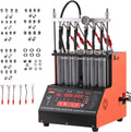VEVOR Fuel Injector Cleaner Tester, 9 Test Modes, 6-Cylinder 28kHz Ultrasonic Cleaning Machine Adjustable 12V/70V/120V for EFI/FSI/GDI, Injector Cleaner Machine with Drain Valve for Car & Motorcycle