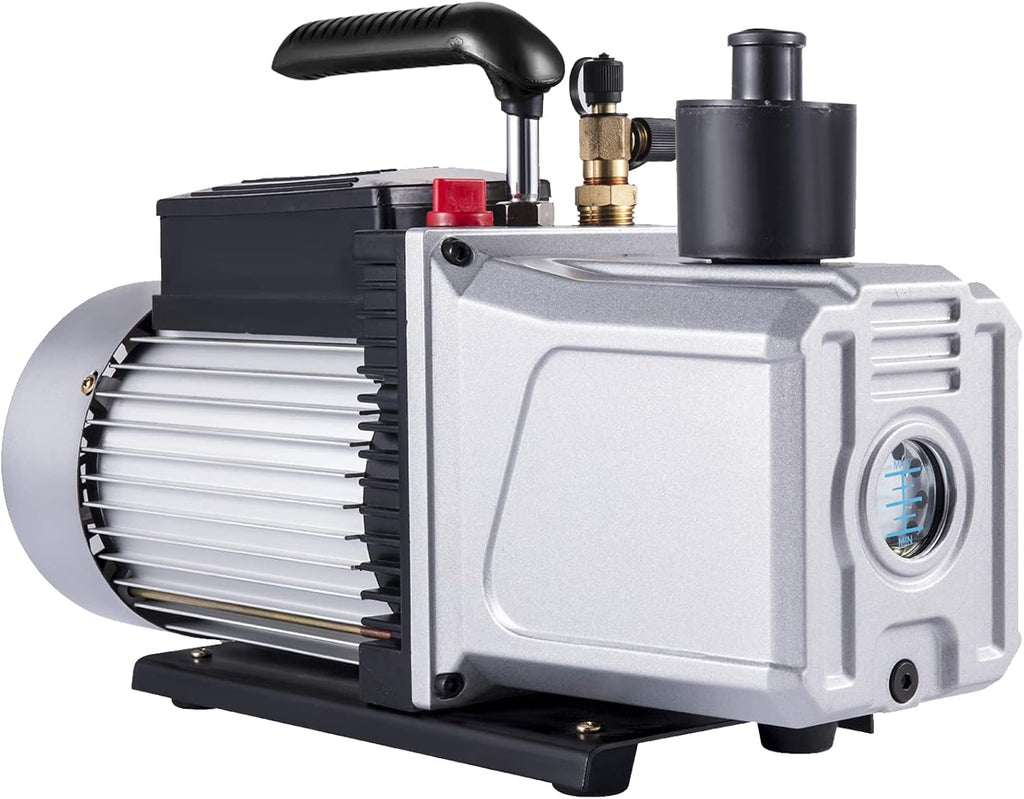 VEVOR Vacuum Pump 12CFM 1 HP Single Stage Air Conditioning Vacuum Pump 110V 5PA Ultimate Vacuum Refrigerant HVAC Air Tool Rotary Vane Vacuum Pump for Automobile Vacuum Evacuation