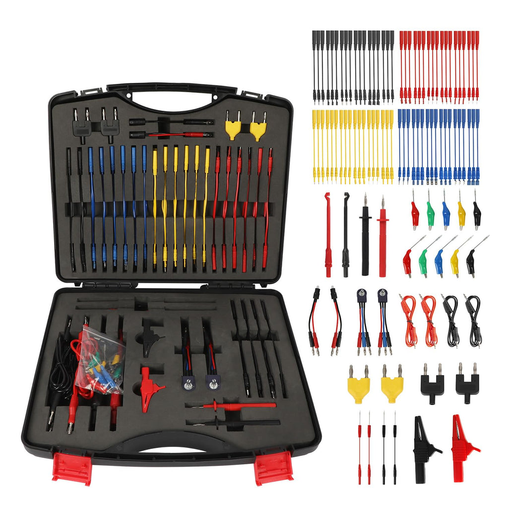 104PCS Automotive Circuit Test Leads Kit Electrical Breakout Leads Automotive Kit Multi Function Auto Diagnostic Tools Multimeter Test Leads Kit with Black Carrying Case
