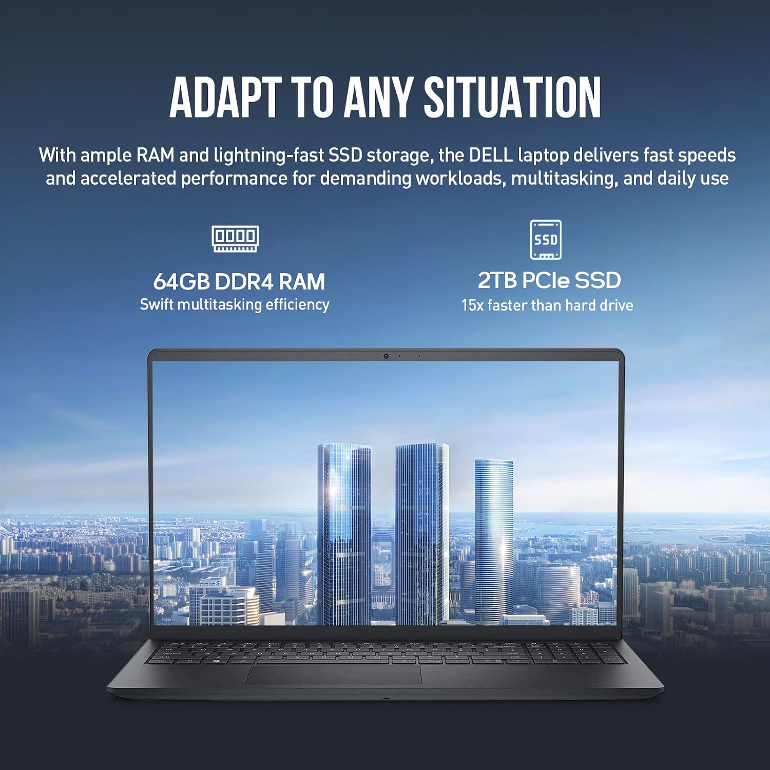 Dell Inspiron 15 3000 Laptop Computer, 15.6' FHD Student & Business Laptop PC | AMD Ryzen 7 (8-cores) | Windows 11 Pro | 64GB RAM 2TB SSD | 10-Key Number Pad | Black
