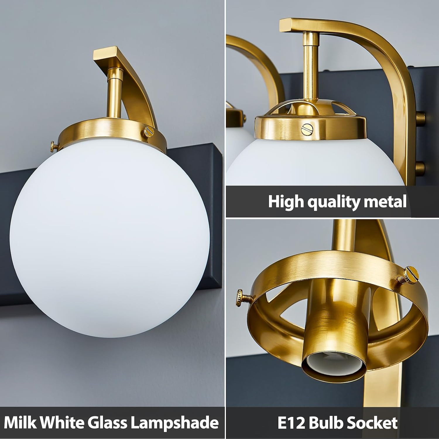 Bathroom Vanity Light Fixtures Over Mirror Modern Sand Black Gold 3 Lights Wall Sconce Vanity Light for Bathroom Lighting