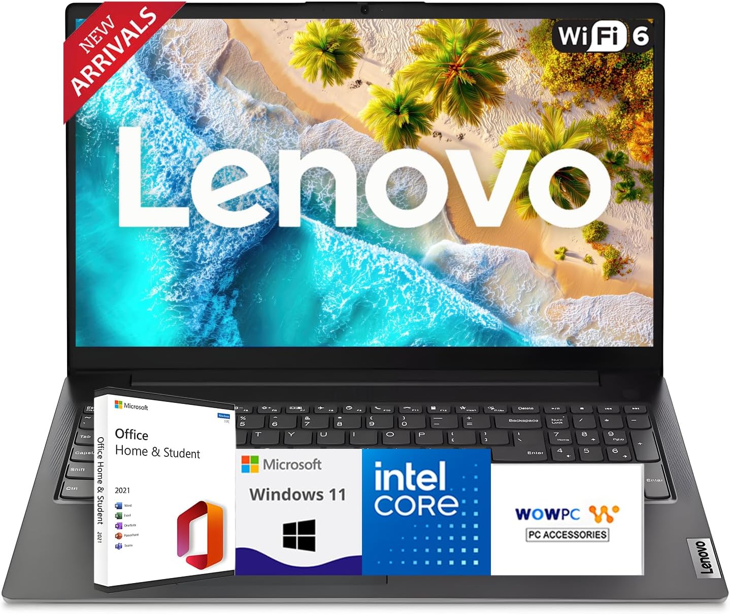 Lenovo Newly Designed V15 Business Laptop(2025/2026 Edition) with Microsoft Office, Intel Powerful CPU, 8GB RAM, 512GB SSD, 15.6' FHD Display, Ultra Quiet Design, Long Battery Life, Windows 11, WOWPC