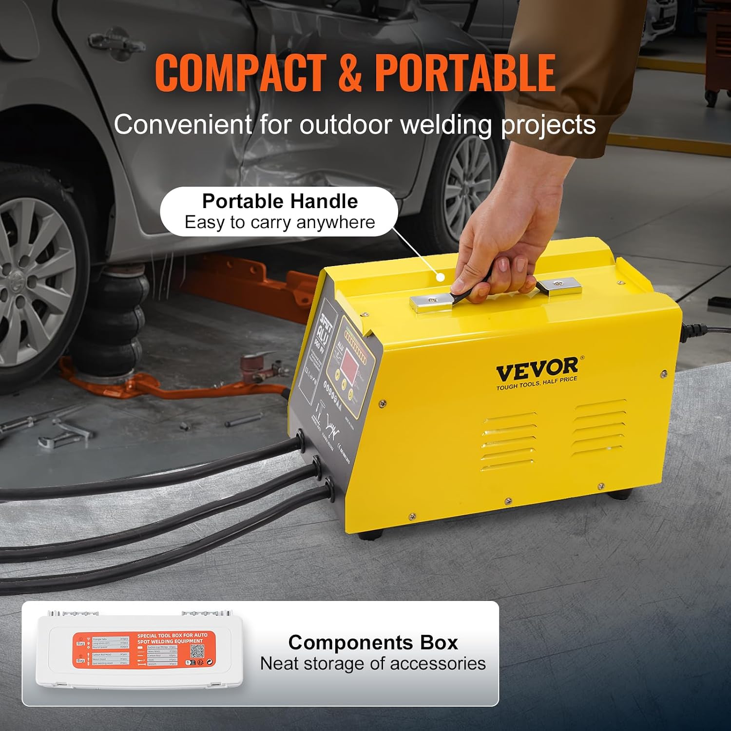 VEVOR Spot Welder Dent Puller, 300W Stud Welder Dent Repair Kit with Heat Gun, Auto/Manual Welding Mode, 110V Auto Body Spot Welding Dent Repair Machine for Aluminum Car Body Panels Repair