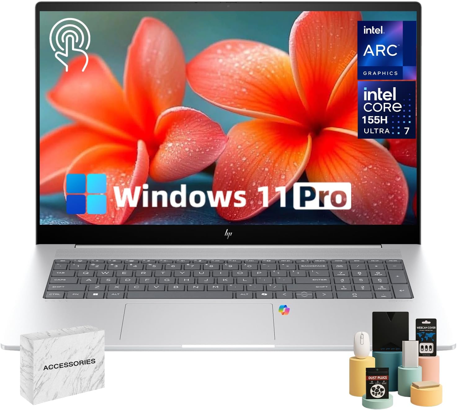HP 15.6inch Touchscreen Laptop Computer - Intel 13th Generation Core i7-1355U(10-core), Intel Iris Xe Graphics, 1920 x 1080 Full HD, 300 nits, Wi-Fi6, Bluetooth, Windows 11 Pro(32GB RAM | 1TB SSD)