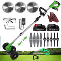 Electric Cordless Weed Wacker, Lightweight Wheeled No String Trimmer Lightweight and Powerful String Trimmer Push Lawn Mower Retractable and Foldable for Lawn, Yard, Garden
