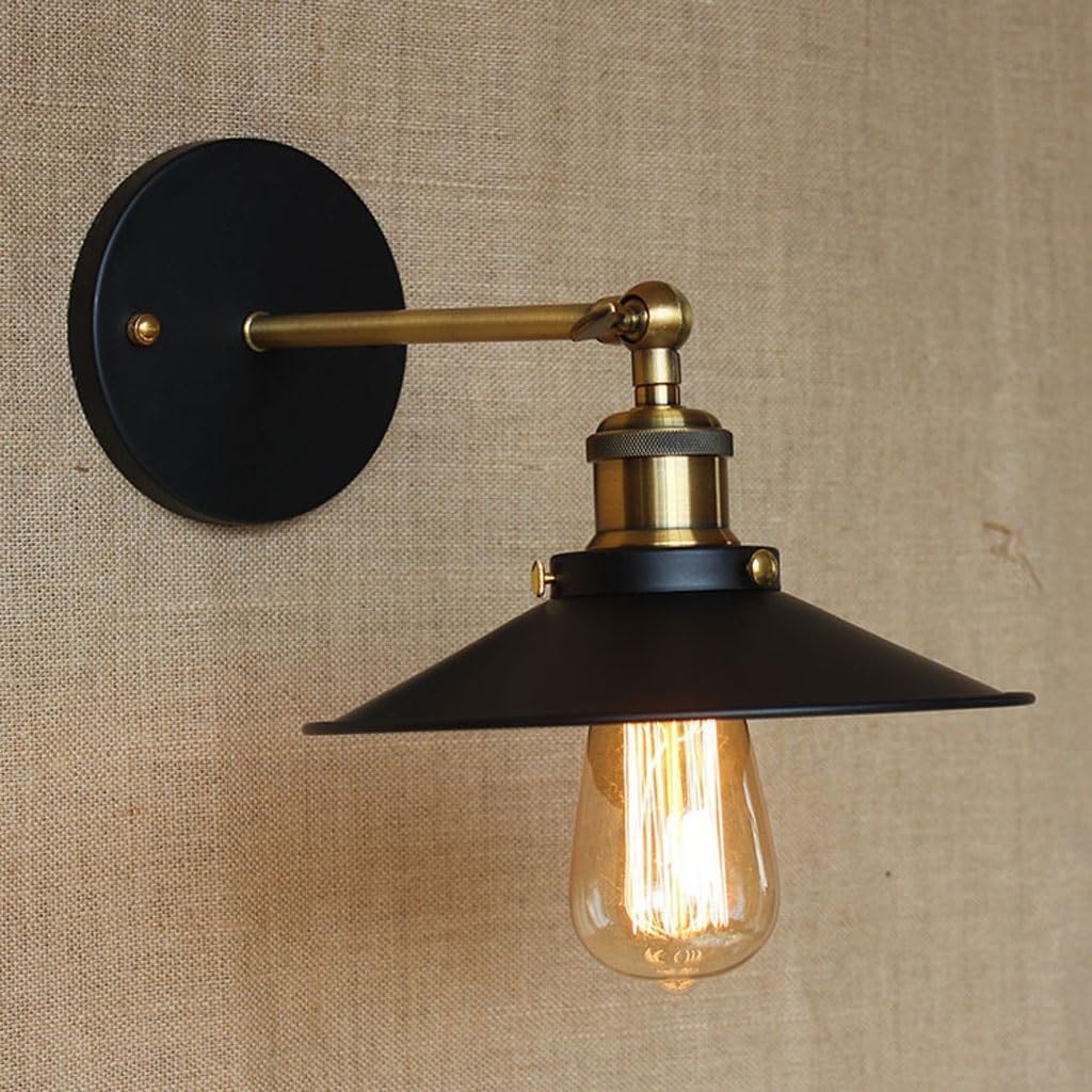 Porch Lights Bathroom Lighting Wrought Iron Bedroom Retro Wall Lamps Simple Personality Creative Outdoor Night Light(Black)