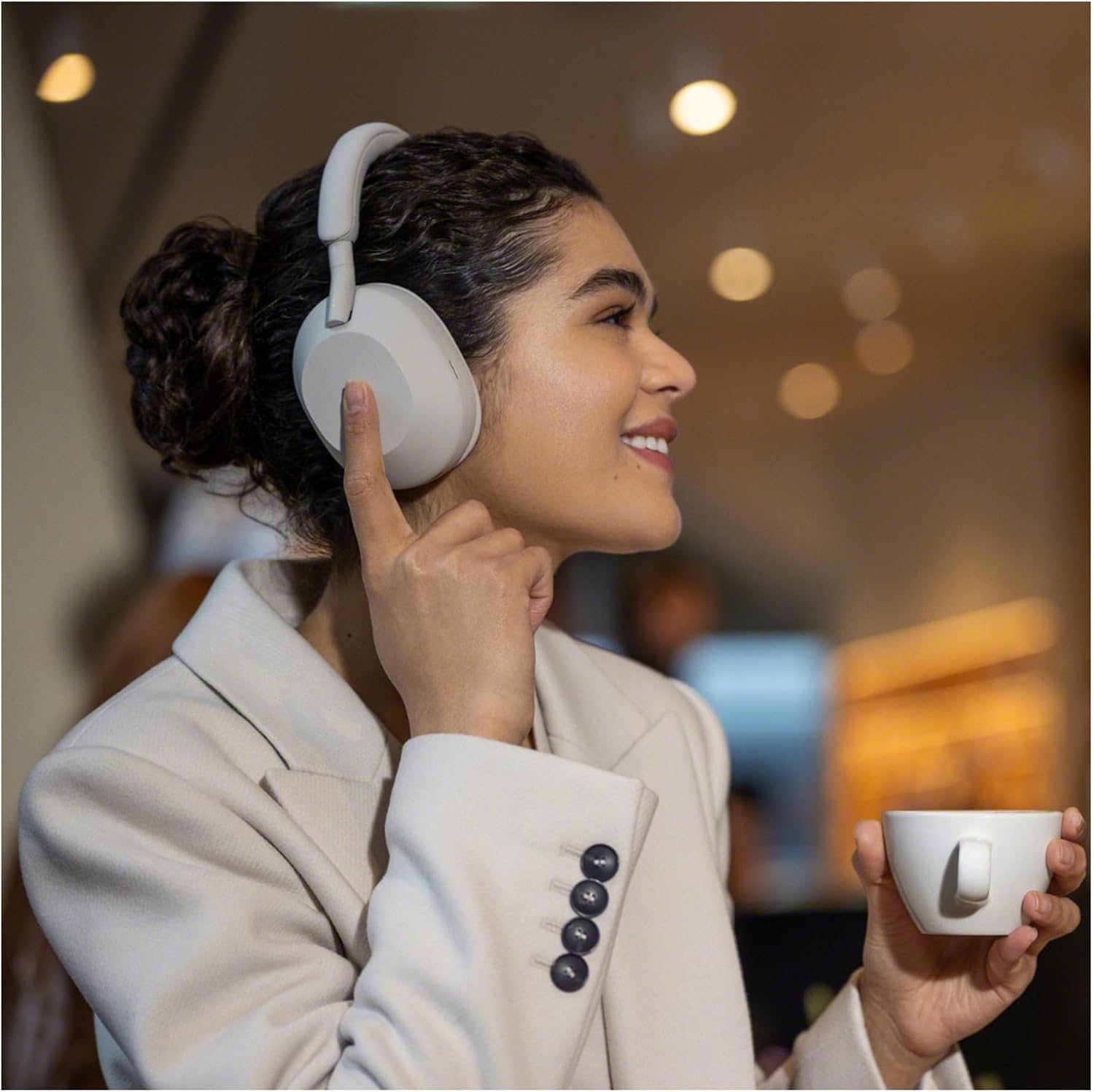Sony WH-1000XM5 Wireless Noise Canceling Over-Ear Headphones (Silver) Bundle with Bluetooth Audio Transmitter (2 Items)