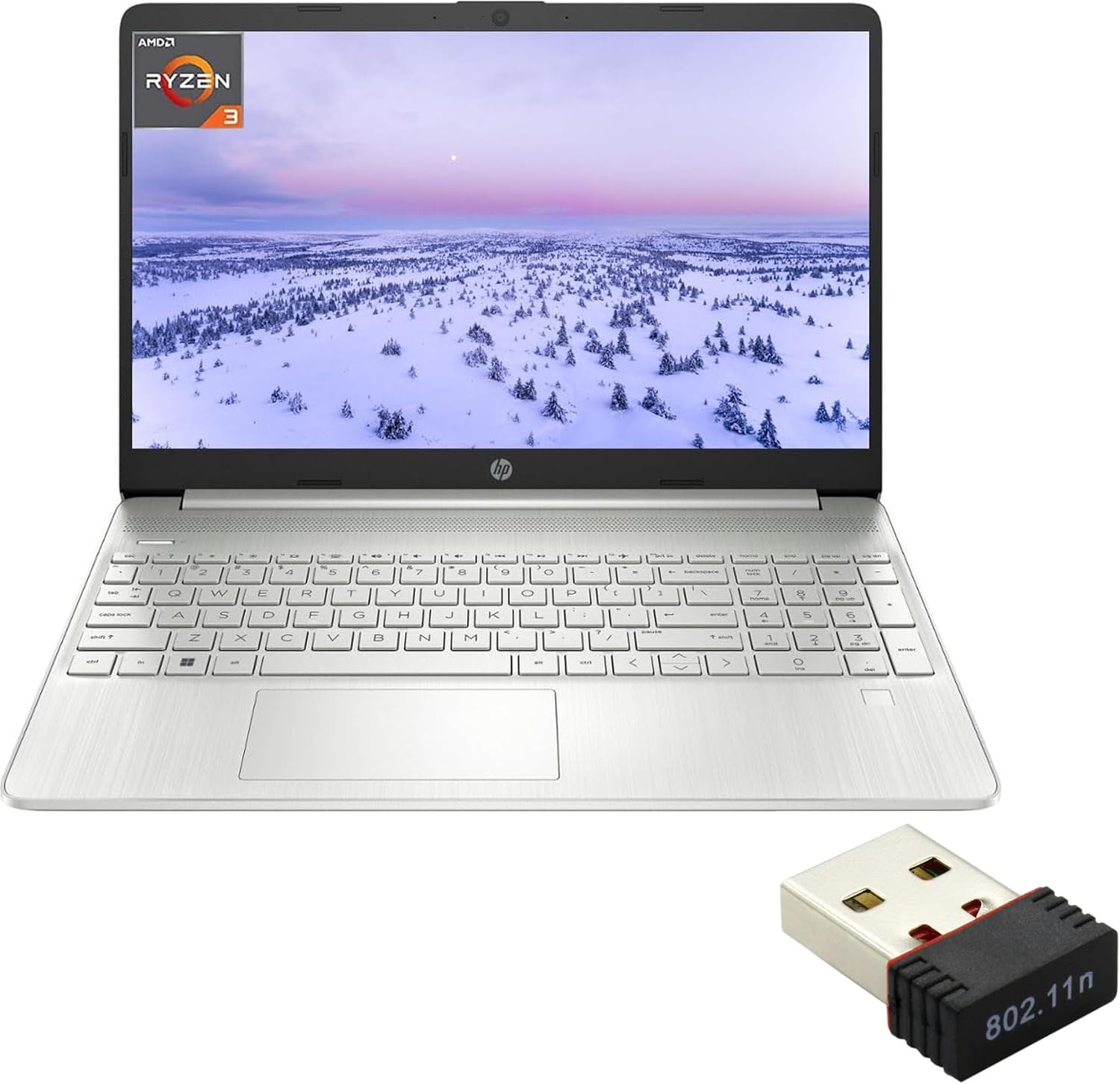 HP 2023 Laptop, 15.6' HD Display, AMD Ryzen 3 5300U (4 cores), 12GB RAM, 512GB SSD, AMD Radeon Graphics, Wi-Fi, Bluetooth, Numeric Keypad, Windows 11 Home
