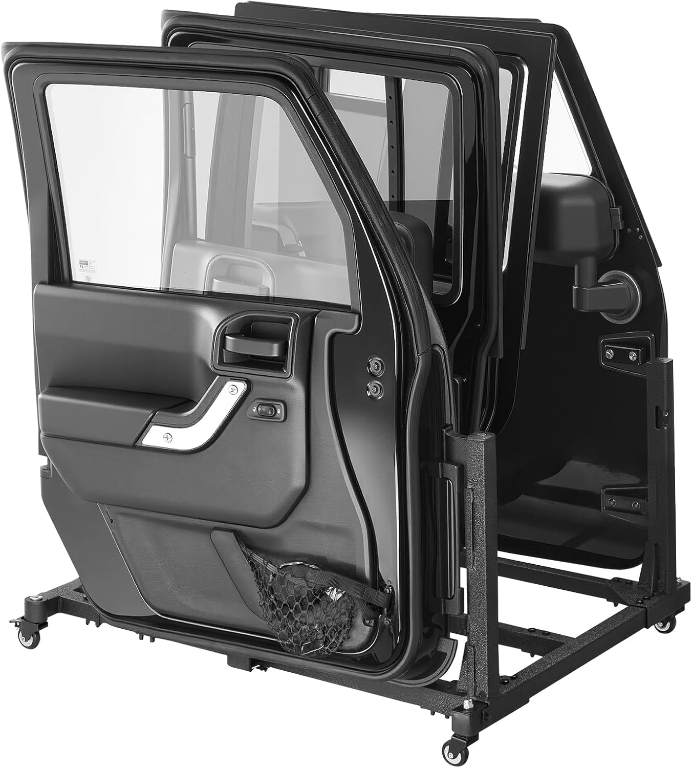 VEVOR Jeep Door Storage Cart, 4 Doors Moveable Storage Cart Rack with Thickened Rubber Cushion, Sturdy Car Door Holder Cart Fit for Jeep Wrangler JK JKU JL Gladiator