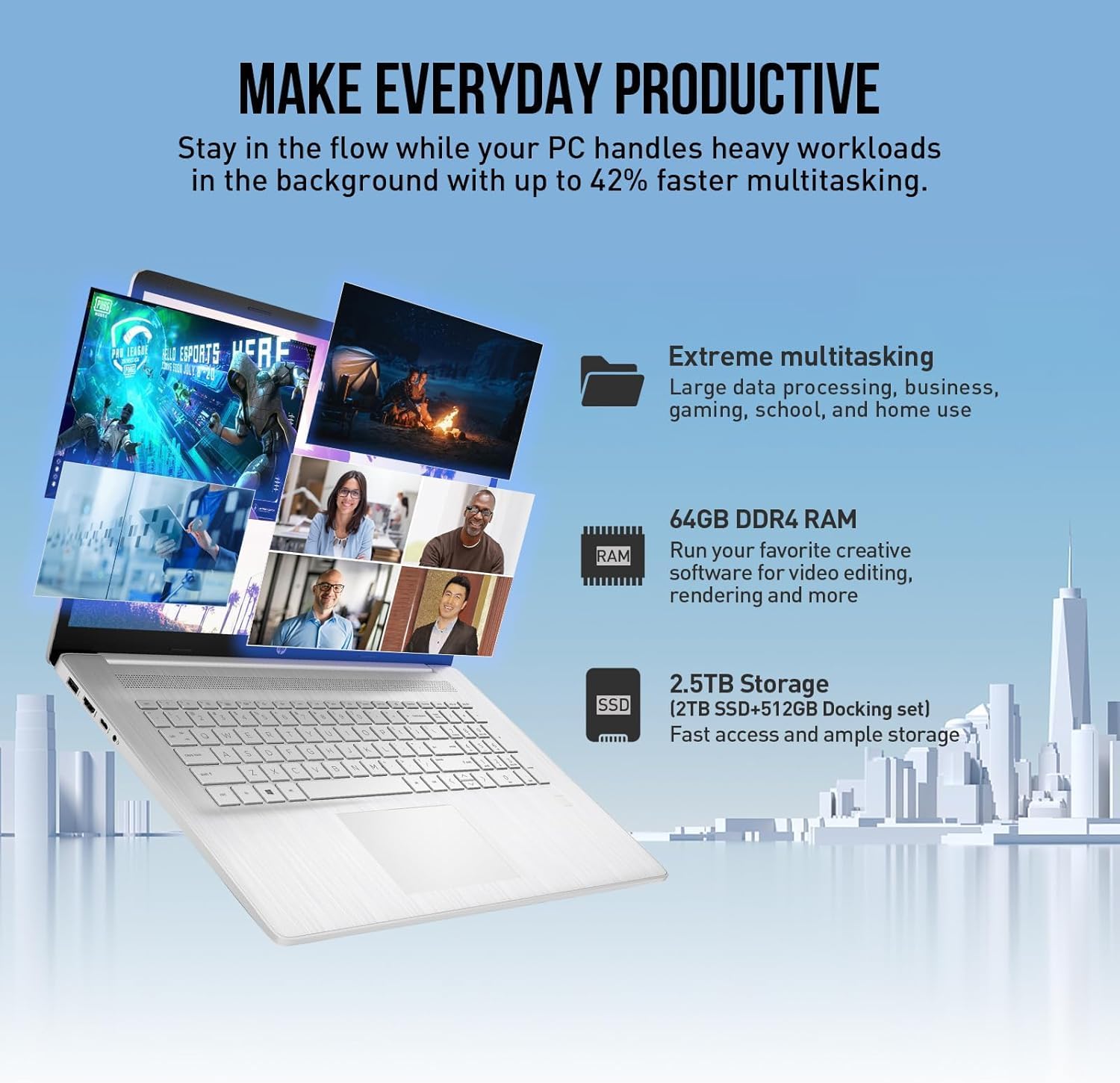 HP 17.3 Inch Touchscreen Laptop with Lifetime Microsoft 365 for The Web, Backlit Keyboard, Intel i7, 16GB RAM, 1TB Onboard and 128GB External Storage, Wi-Fi 6, 15Hrs Battery, Rose Gold, Windows 11