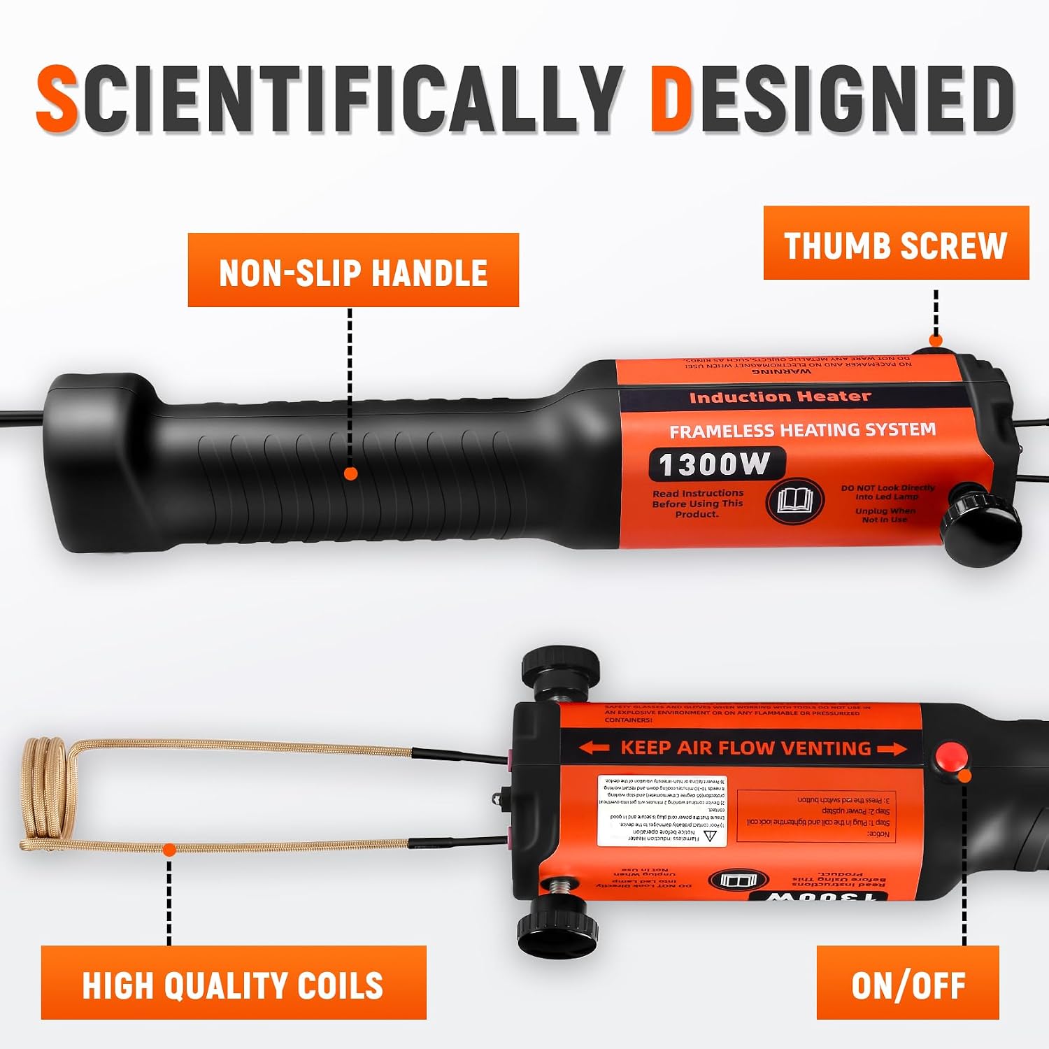 Magnetic Induction Heater 1300W Bolt Removal Kit, 25S Fast Heat Induction Tool with 3 Coils, Nut Buster Tool for Automotive & Mechanical Repair, Induction Bolt Heater with Overheat Protection