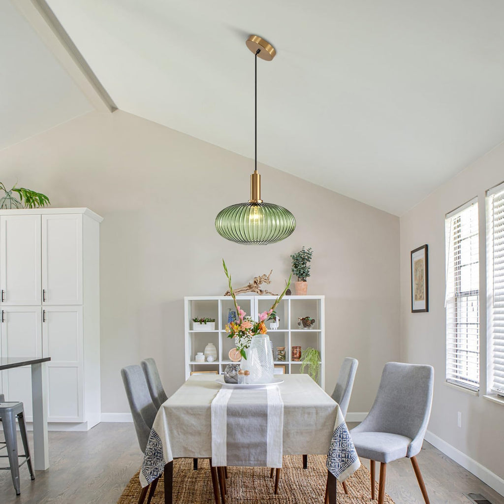 Modern Large Globe Pendant Light Fixture Nordic Glass Pendant Light Two-Pick Kitchen Farmhouse Kitchen Island Light Vintage Single Ceiling Hanging Light (Two-Pick-Green)