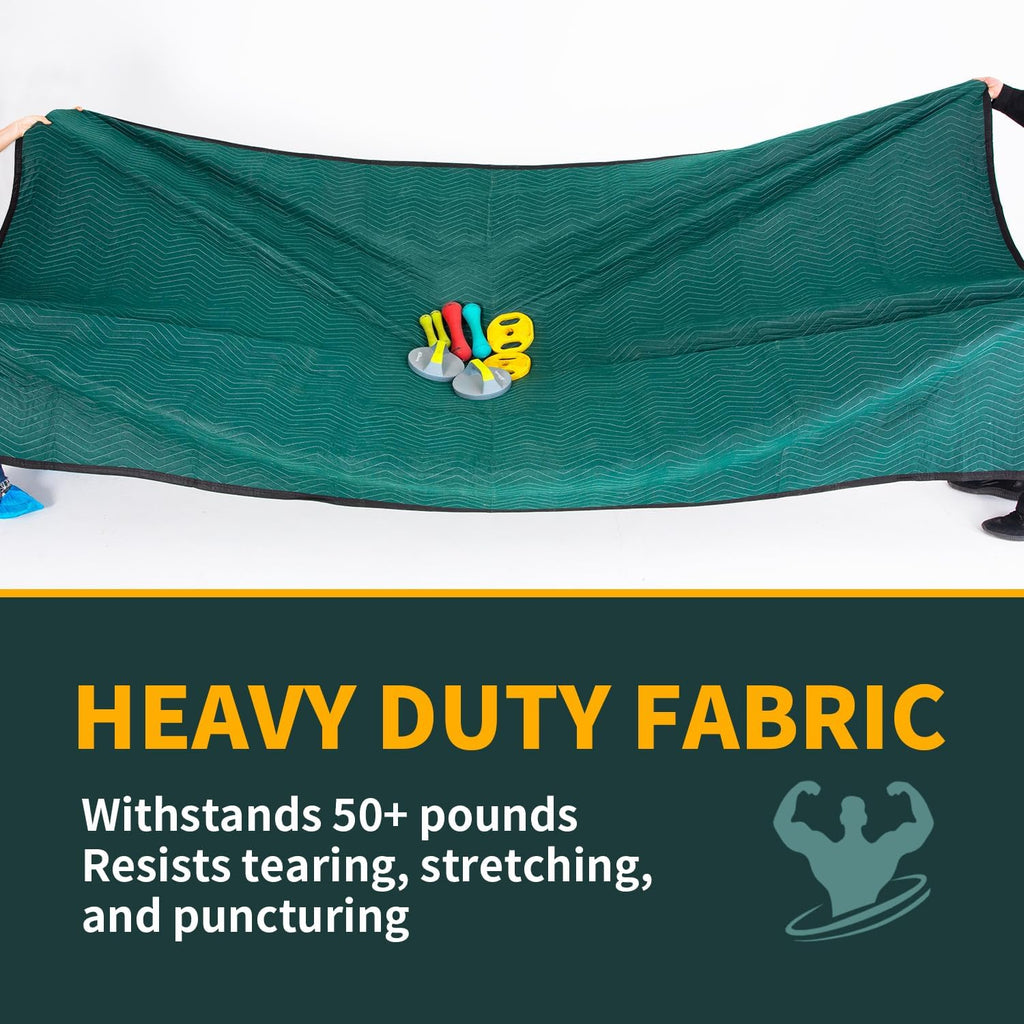 Moving Blankets 4 Pack, Double Extra Large 144'x80' Heavy Duty Quilted Packing Blankets for Moving, Shipping & Storage, Professional Furniture Pads -Green & Gray