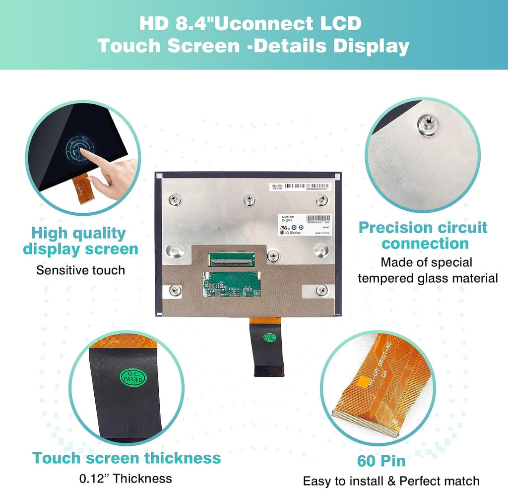 2026 New 8.4' UConnect 4C UAQ Screen Radio Navigation, Chip Upgrade Gel-Free, Replacement Compatible Fit for Dodge RAM Jeep Chrysler 2017-2021 Replace OEM # LA084X01(SL)(02) with Mounting Tool