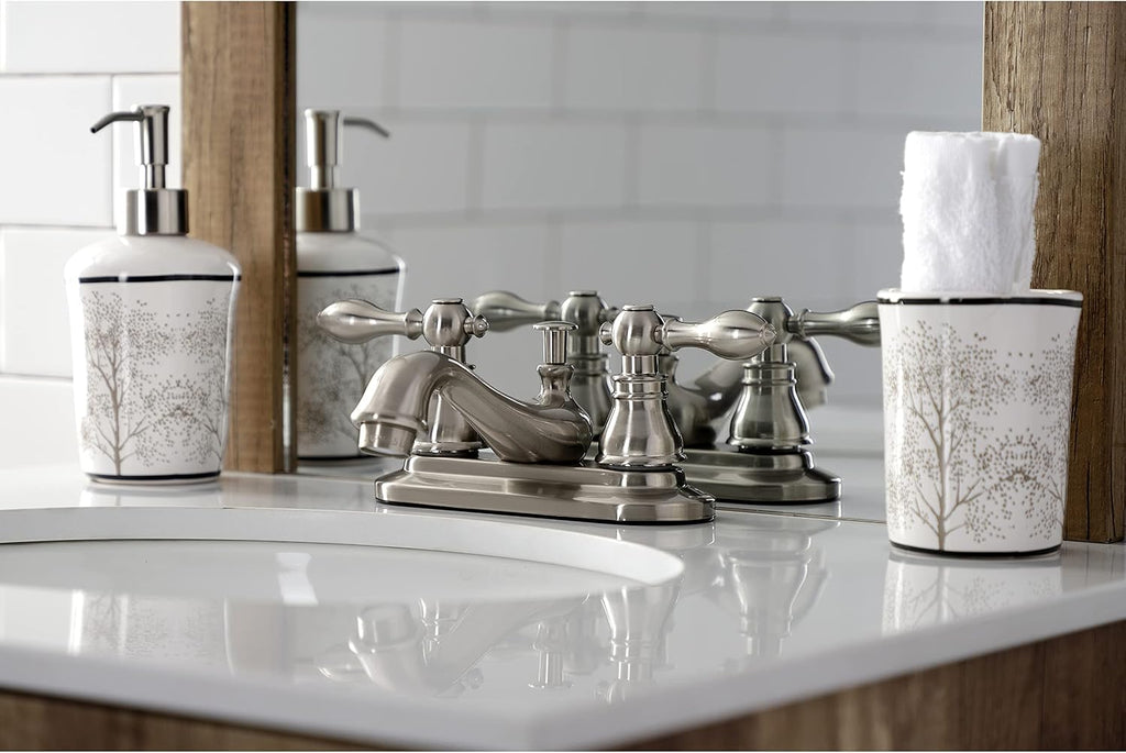 Kingston Brass KB608ACL American Classic 4' Centerset Bathroom Faucet, Brushed Nickel