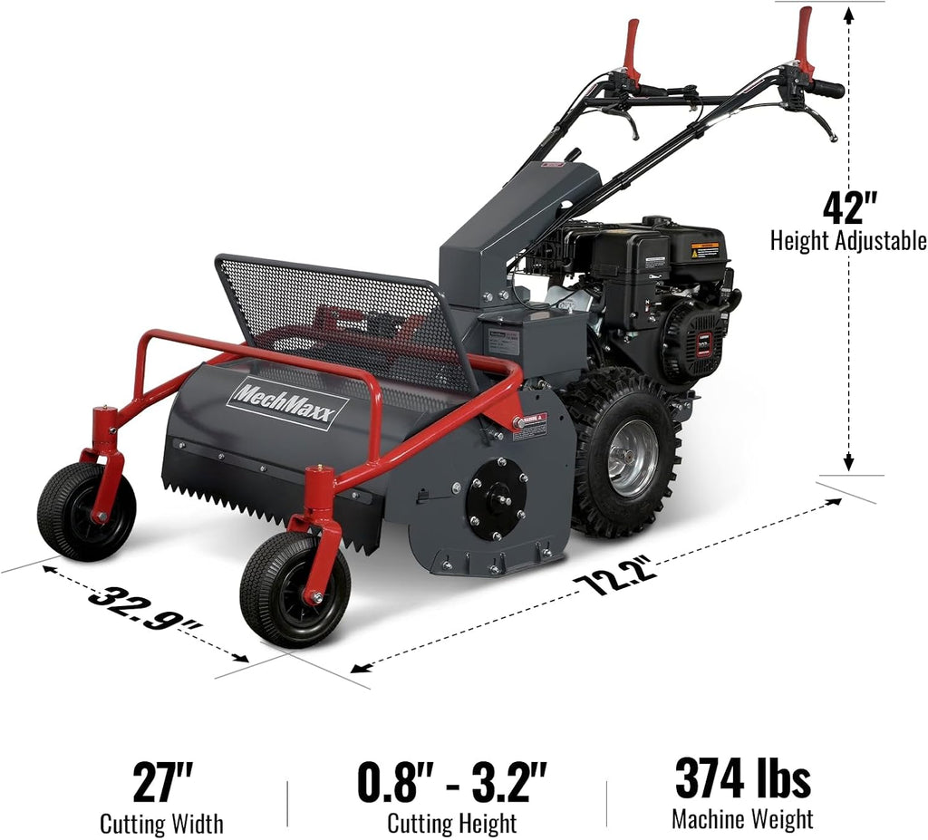 MechMaxx 27' Walk Behind Flail Mower, 10HP 302cc, Self-Propelled, Wheeled, Electric Start, SFM27W