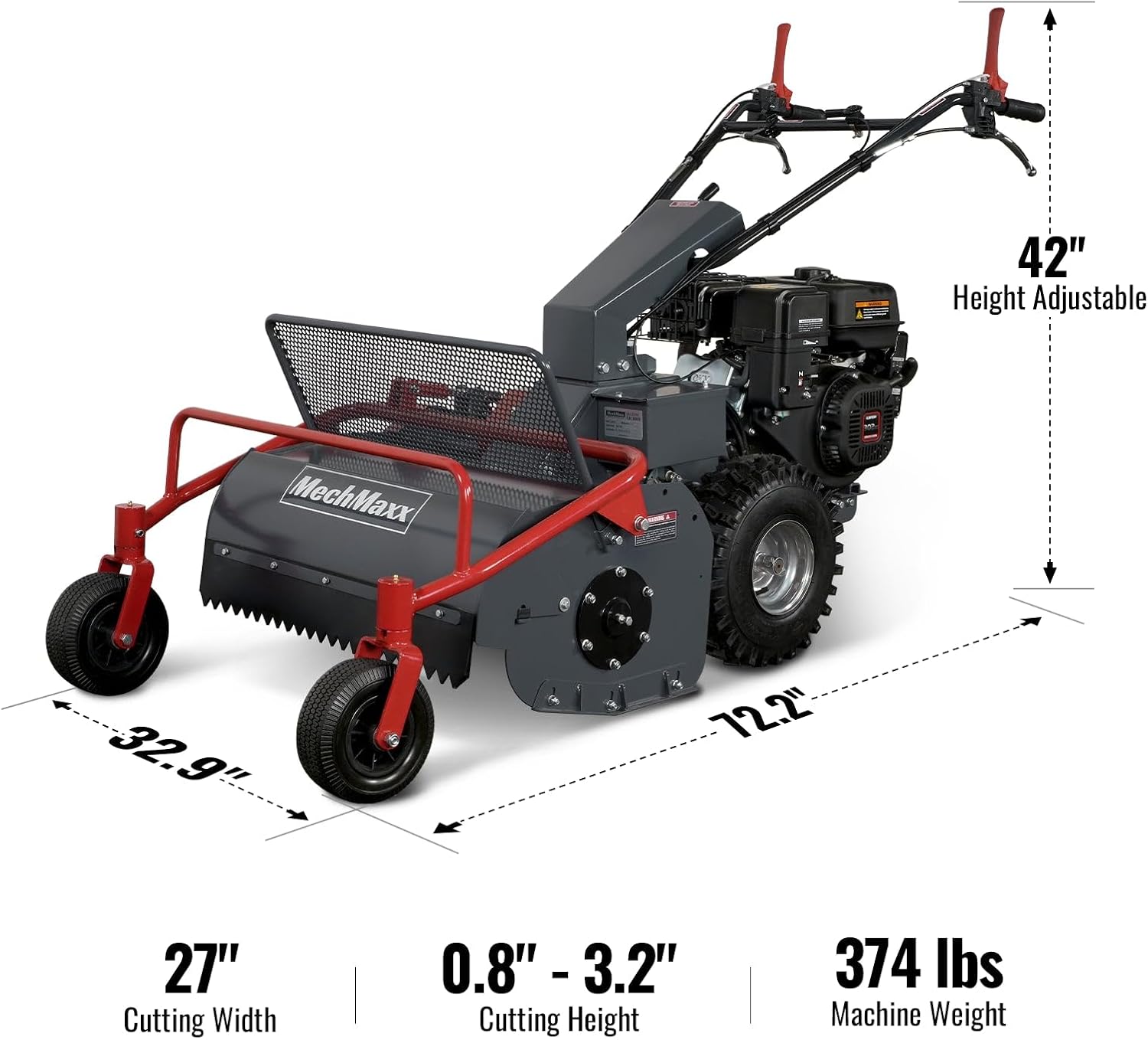 MechMaxx 27' Walk Behind Flail Mower, 10HP 302cc, Self-Propelled, Wheeled, Electric Start, SFM27W