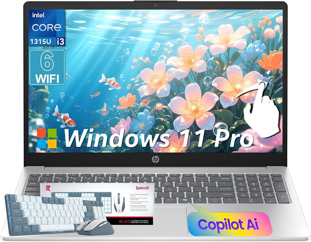 HP 2025 Touchscreen Laptop Computer for Student & Business,16GB RAM 1TB SSD Windows 11 Pro, 13th Gen Intel Core i3-1315U (Up to 4.5GHz), 15.6' LED, AI Copilot, Type-c with Patented KB Kit