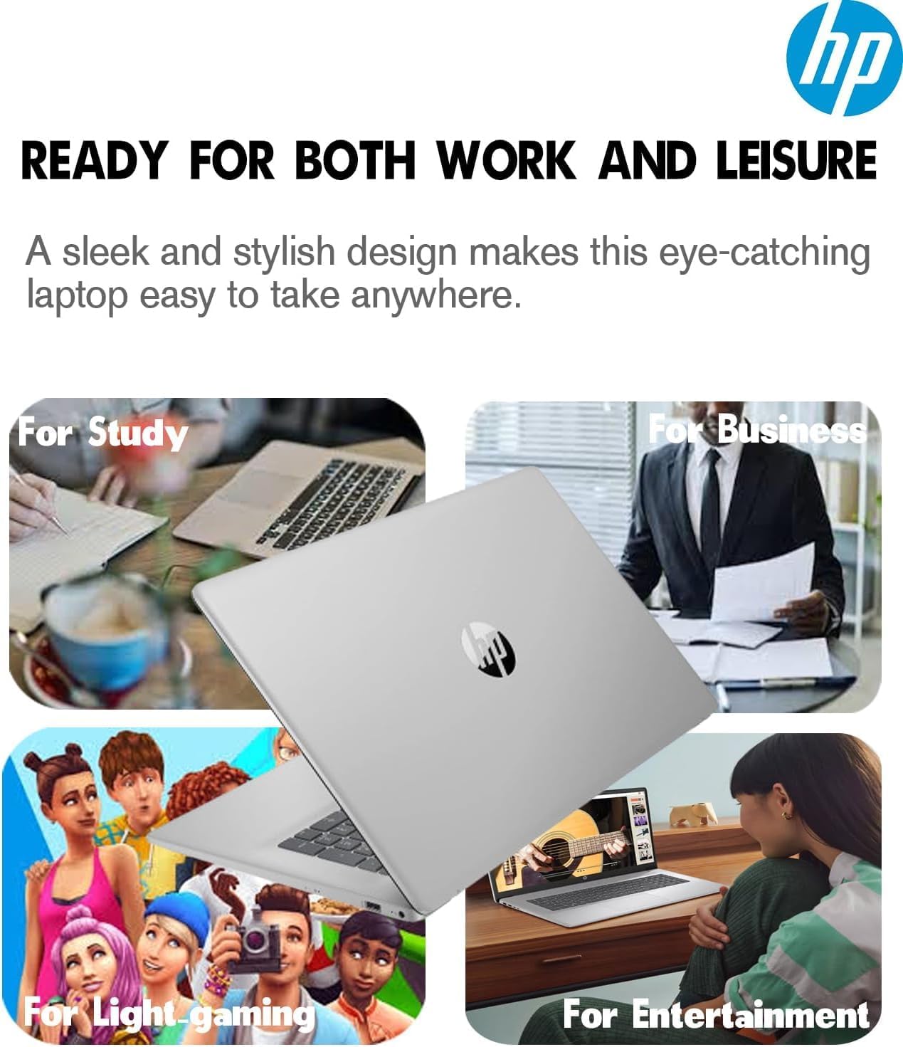 HP 17.3 Inch Laptop Computer, 17 IPS FHD Business Laptop PC, Intel 8-Core i3, 32GB RAM, 1TB SSD, Windows 11 Pro Laptop, USB-C, HDMI, Full-Size Keyboard, Camera