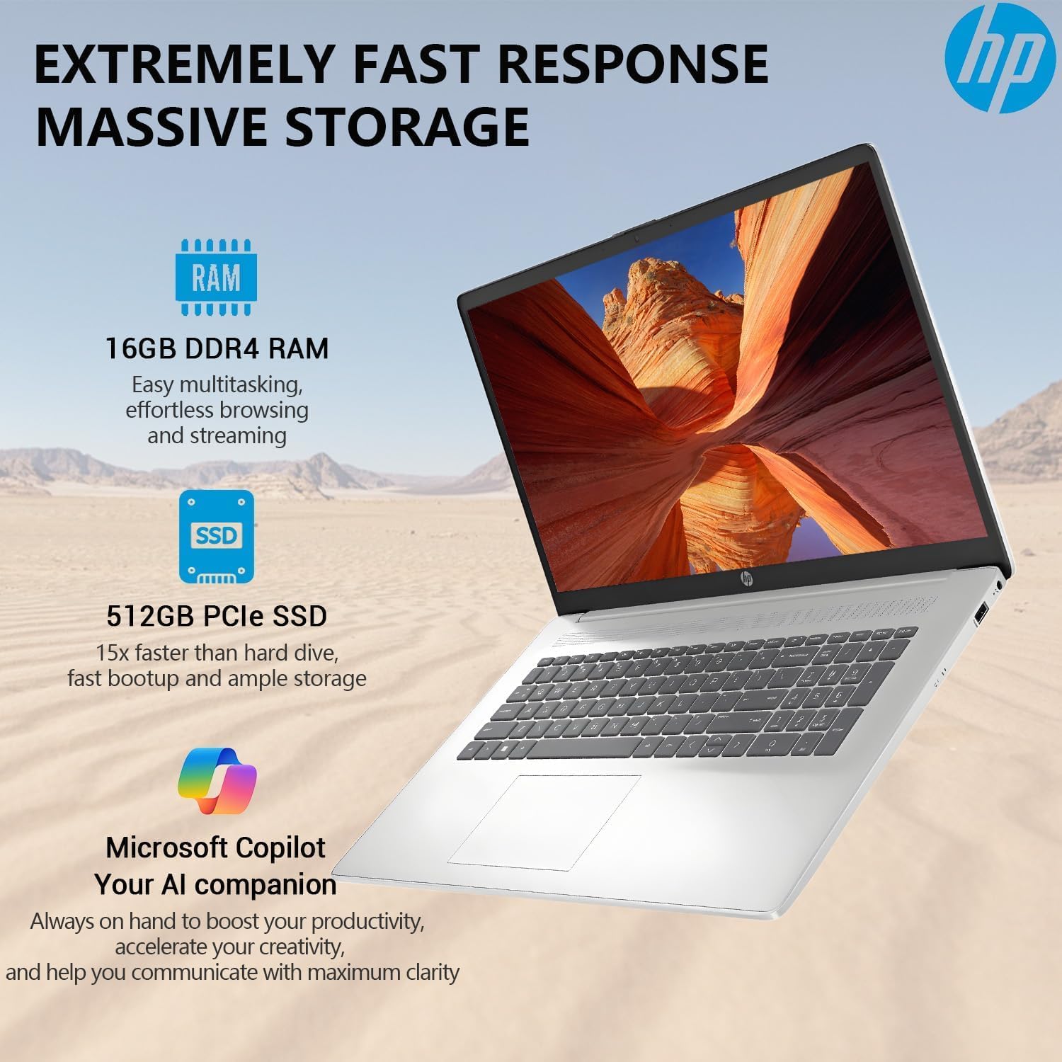 HP 17 Inch Laptop Computer, 17.3 IPS FHD Business Laptop PC, AMD Ryzen 5 (6-Cores), 16GB RAM 512GB SSD, Windows 11 Pro, 10-Key Number Pad, WiFi 6, HDMI, USB-C