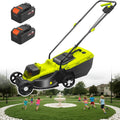 40V Cordless Lawn Dethatcher, Self Propelled Electric Lawn Mower with 13-inch Manganese Steel Blade & Lithium Battery*2/4, 3 Heights Adjustment, 16.5LBS Light Weight, for Garden, Yard, Farm,Battery*2